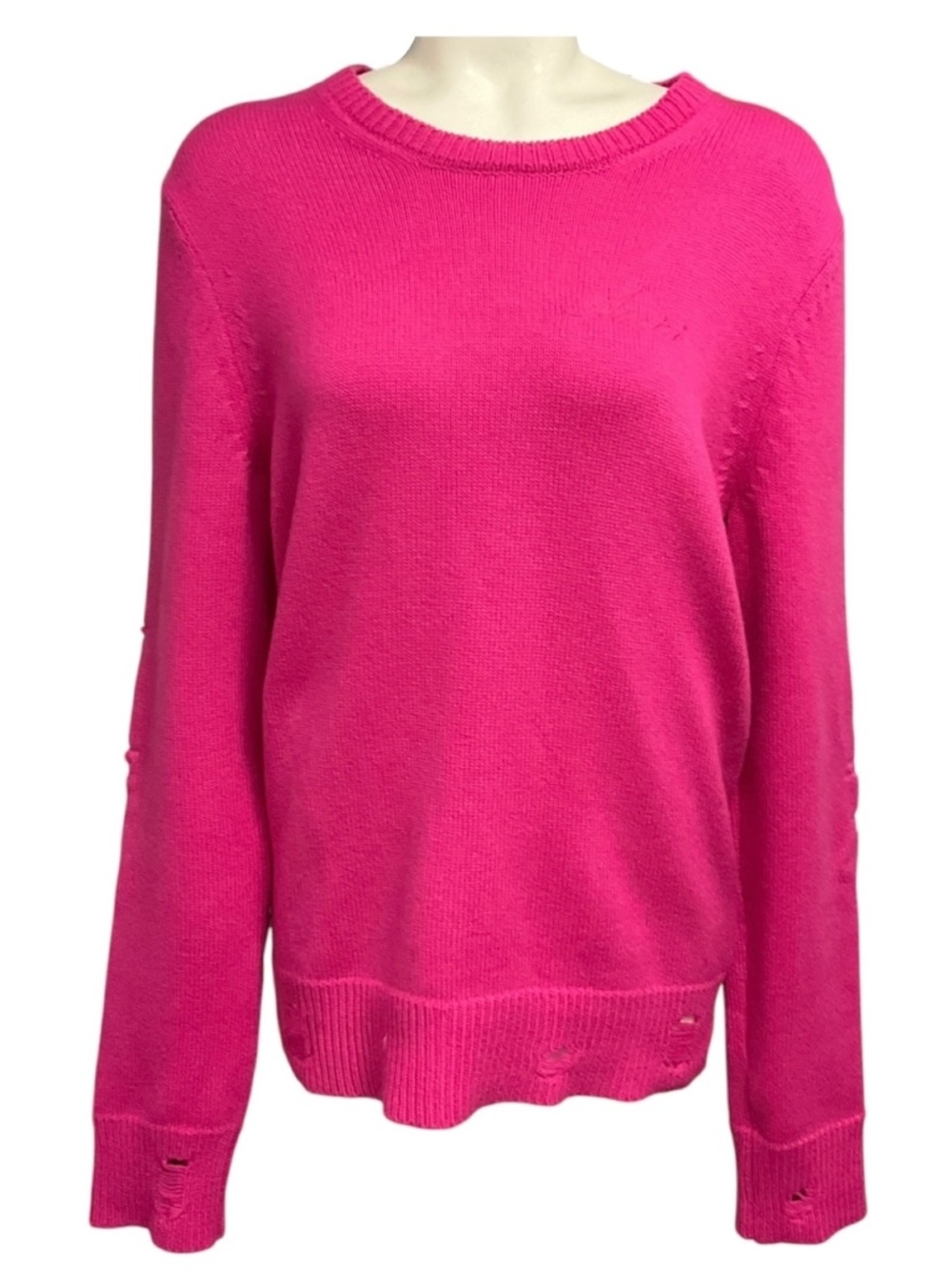 Amiri Fuchsia Pink Distressed Effect Cashmere Sweater